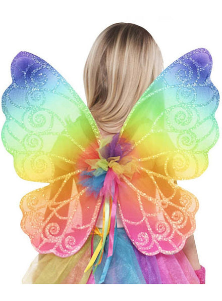 Image of Sparkly Glitter Rainbow Kids Fairy Costume Wings