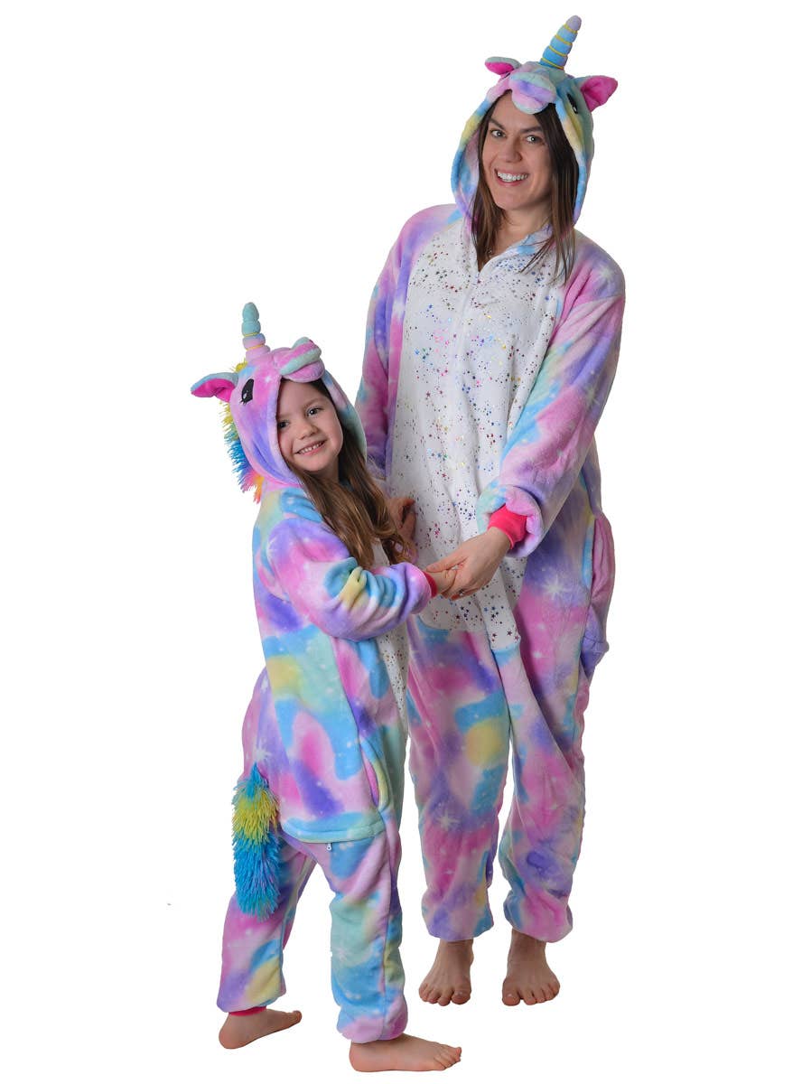 Image Of Kids Rainbow Unicorn Onesie Costume Alternate View