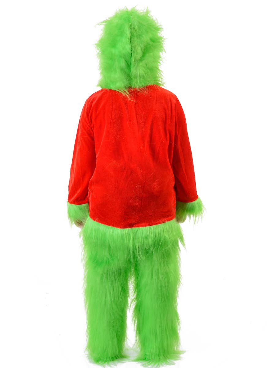 Image of Furry Green Kid's Santa Christmas Costume - Back View
