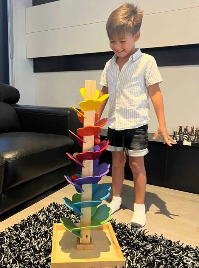 Kids Rainbow 75cm Wooden Marble Run Tree - Lifestyle Image 2