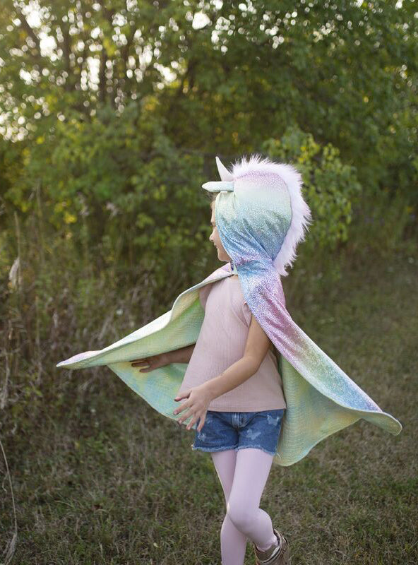 Kids Reversible Dragon And Unicorn Costume Cape Small - Lifestyle Image 1