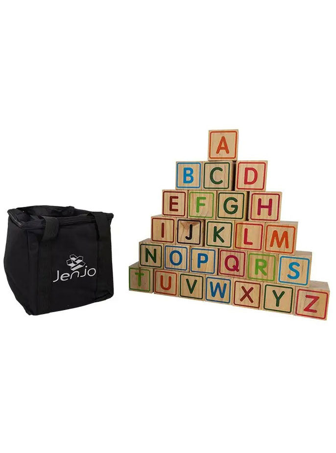 Kids Wooden 9cm Alphabet Blocks With Animal Images And Storage Bag - Alternative Image 3