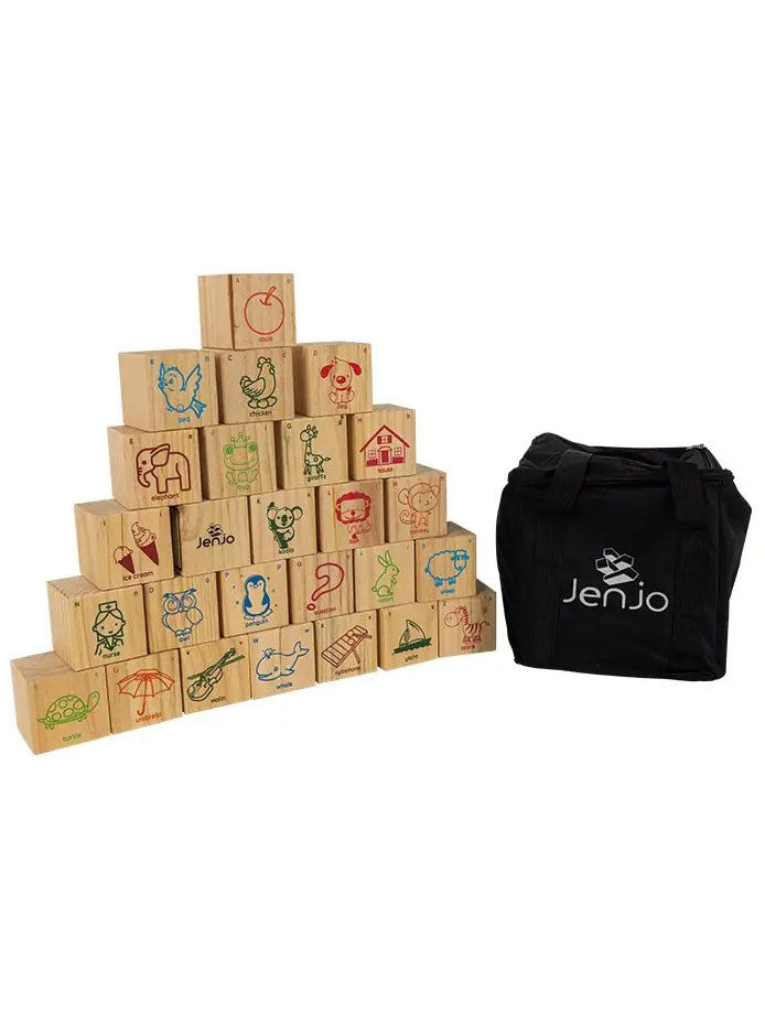 Kids Wooden 9cm Alphabet Blocks With Animal Images And Storage Bag - Alternative Image 8