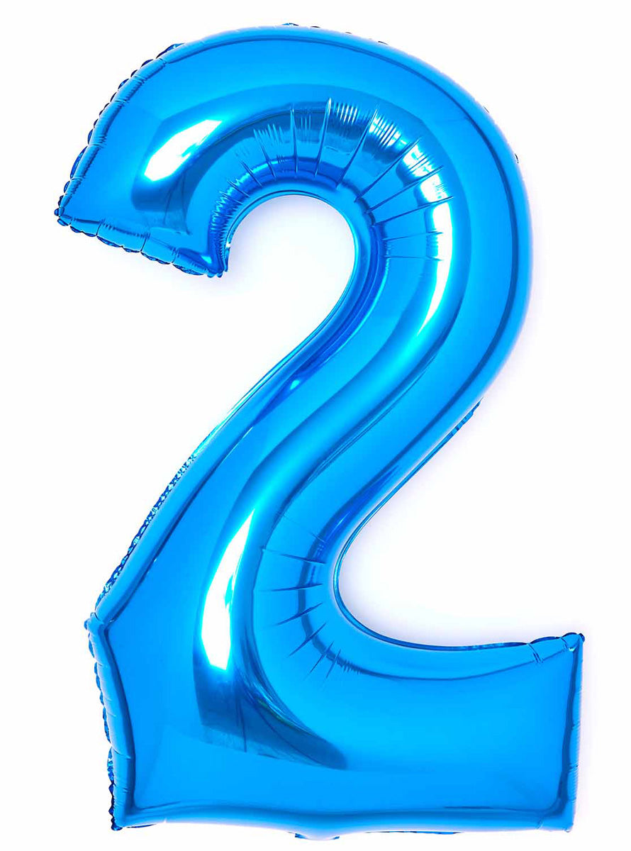 Large 90cm Blue Number 2 Foil Balloon - Main Image