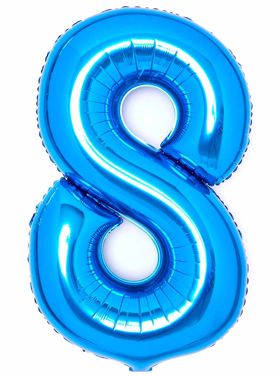 Large 90cm Blue Number 8 Foil Balloon - Main Image