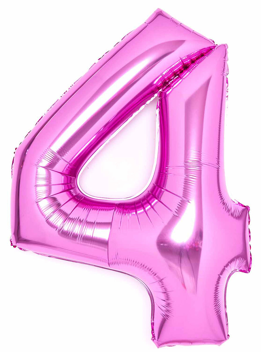 Large 90cm Pink Number 4 Foil Balloon - Main Image