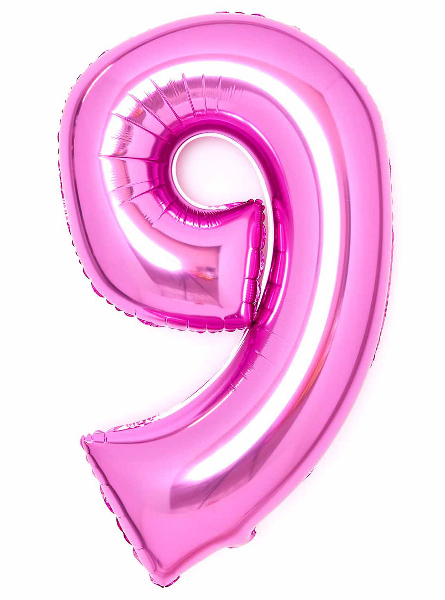 Large 90cm Pink Number 9 Foil Balloon - Main Image