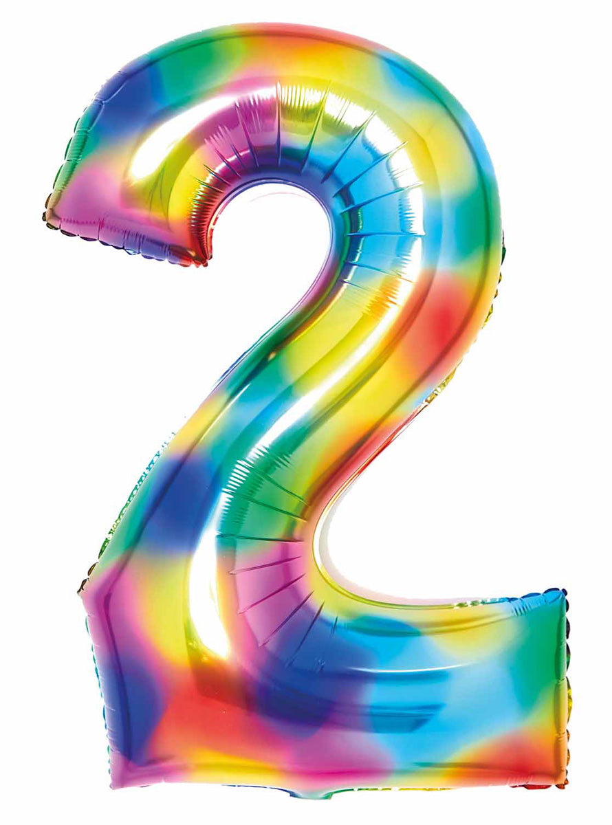 Large 90cm Rainbow Number 2 Foil Balloon - Main Image