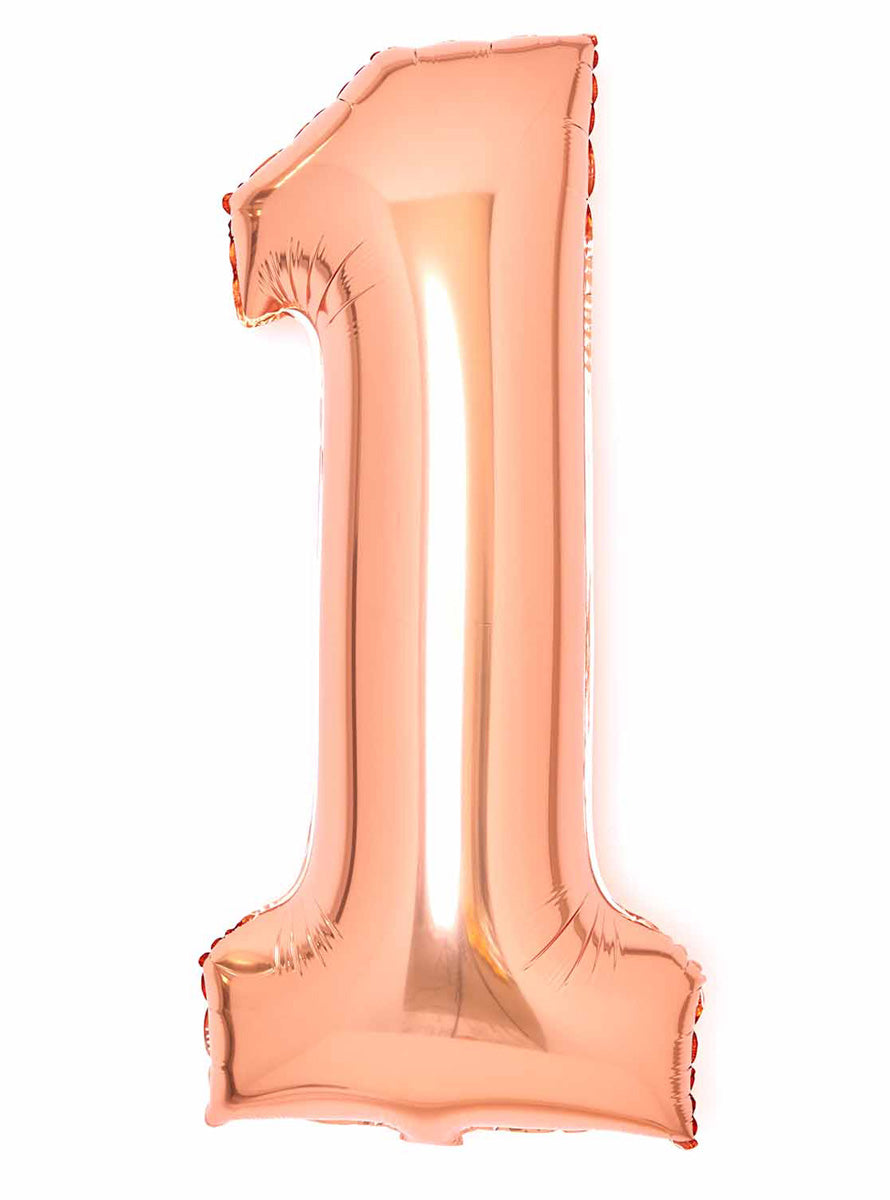 Large 90cm Rose Gold Number 1 Foil Balloon - Main Image