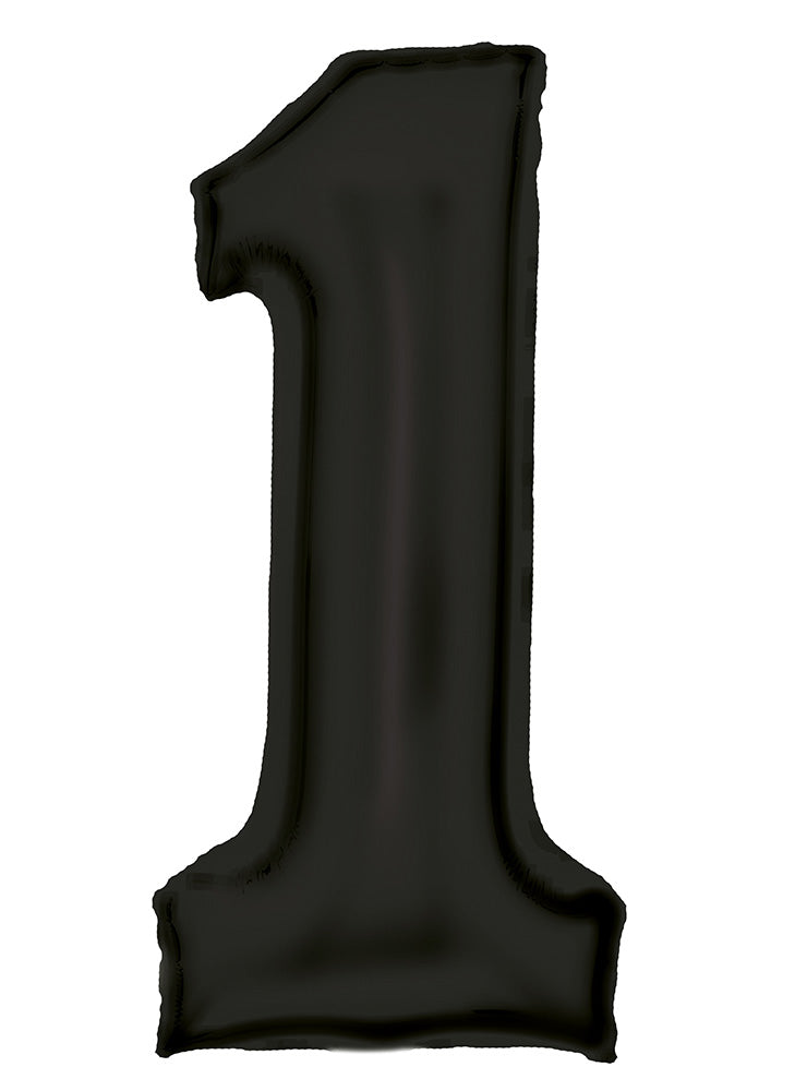 Large 90cm Silk Lustre Pastel Black Number 1 Foil Balloon - Main Image