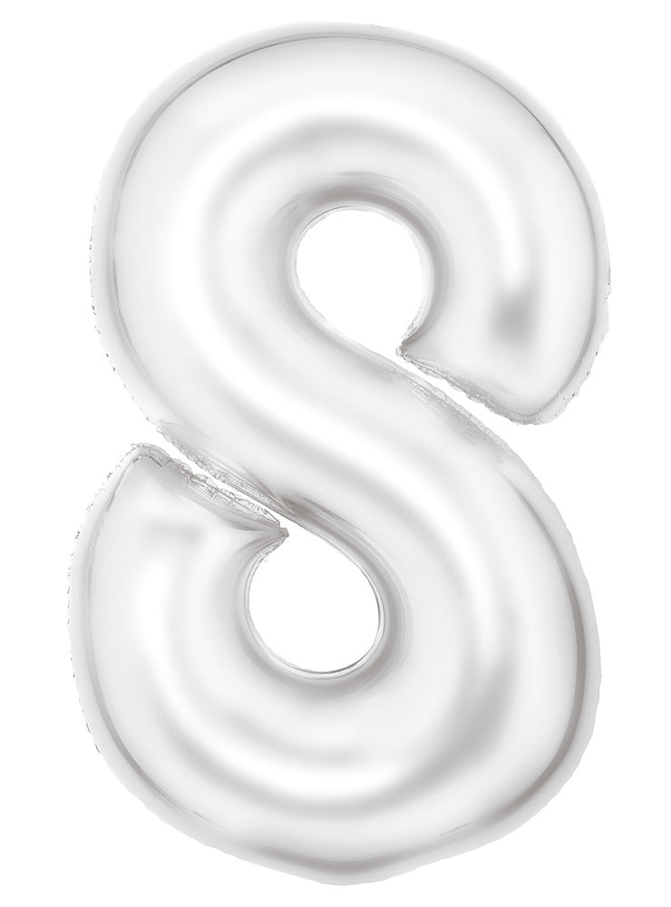 Large 90cm Silk Lustre Pastel White Number 8 Foil Balloon - Main Image