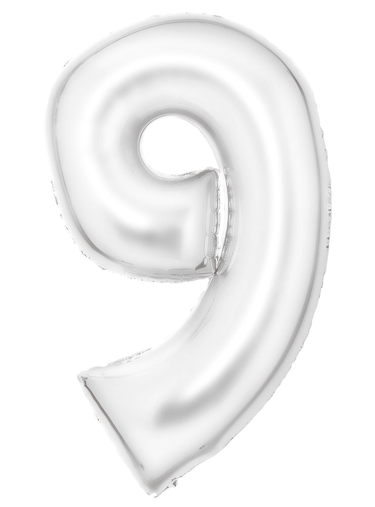 Large 90cm Silk Lustre Pastel White Number 9 Foil Balloon - Main Image