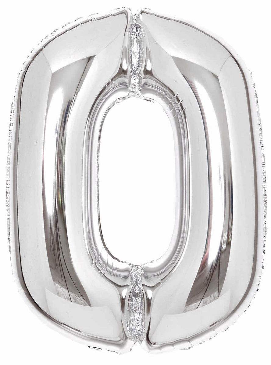 Large 90cm Silver Number 0 Foil Balloon - Main Image