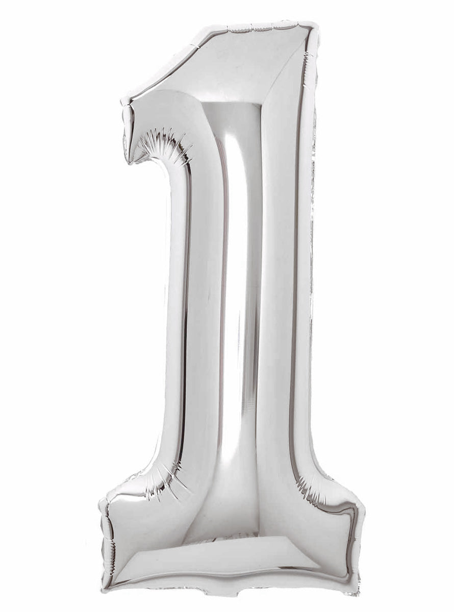 Large 90cm Silver Number 1 Foil Balloon - Main Image