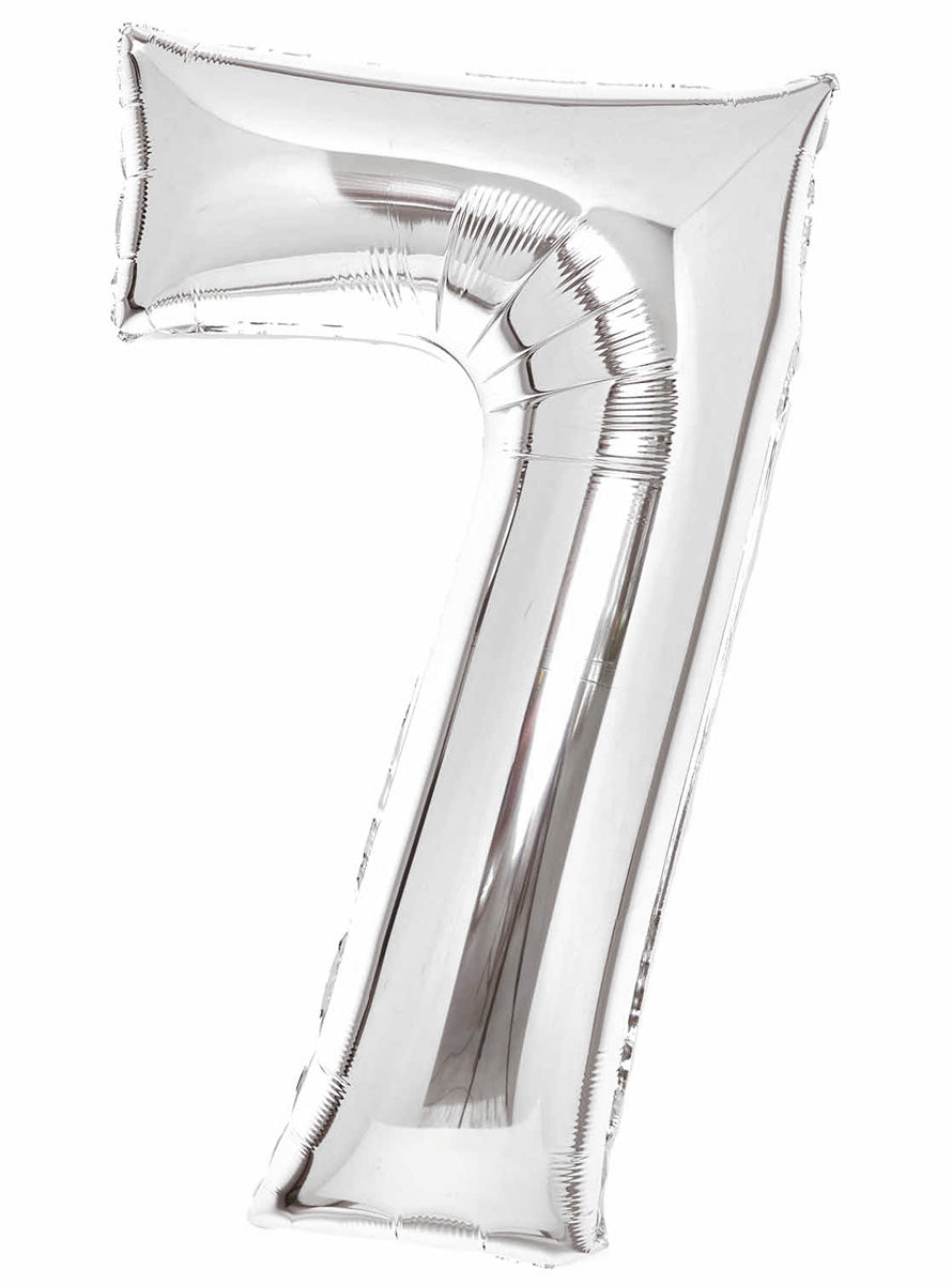 Large 90cm Silver Number 7 Foil Balloon - Main Image