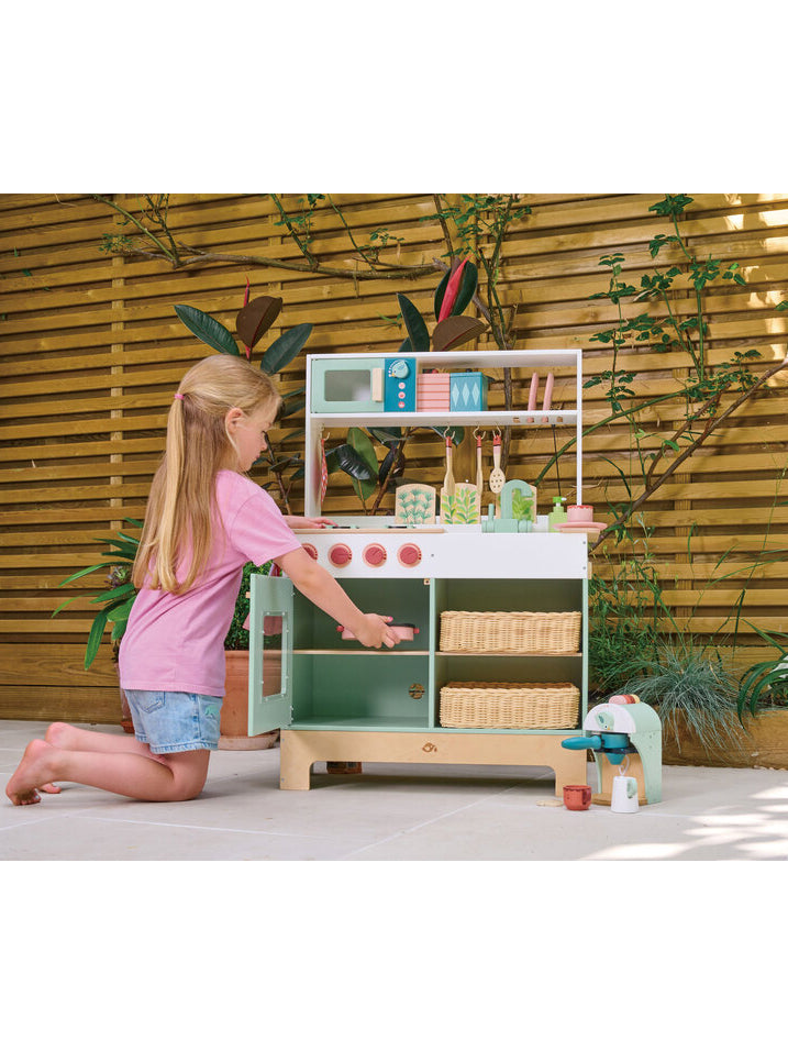 Large Green Wooden Kitchen Childrens Toy Set - Lifestyle Image 6