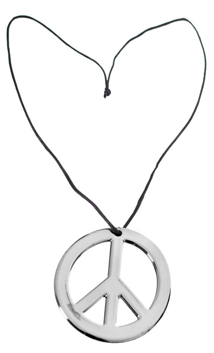60's & 70's Silver Unisex Peace Sign Costume Necklace