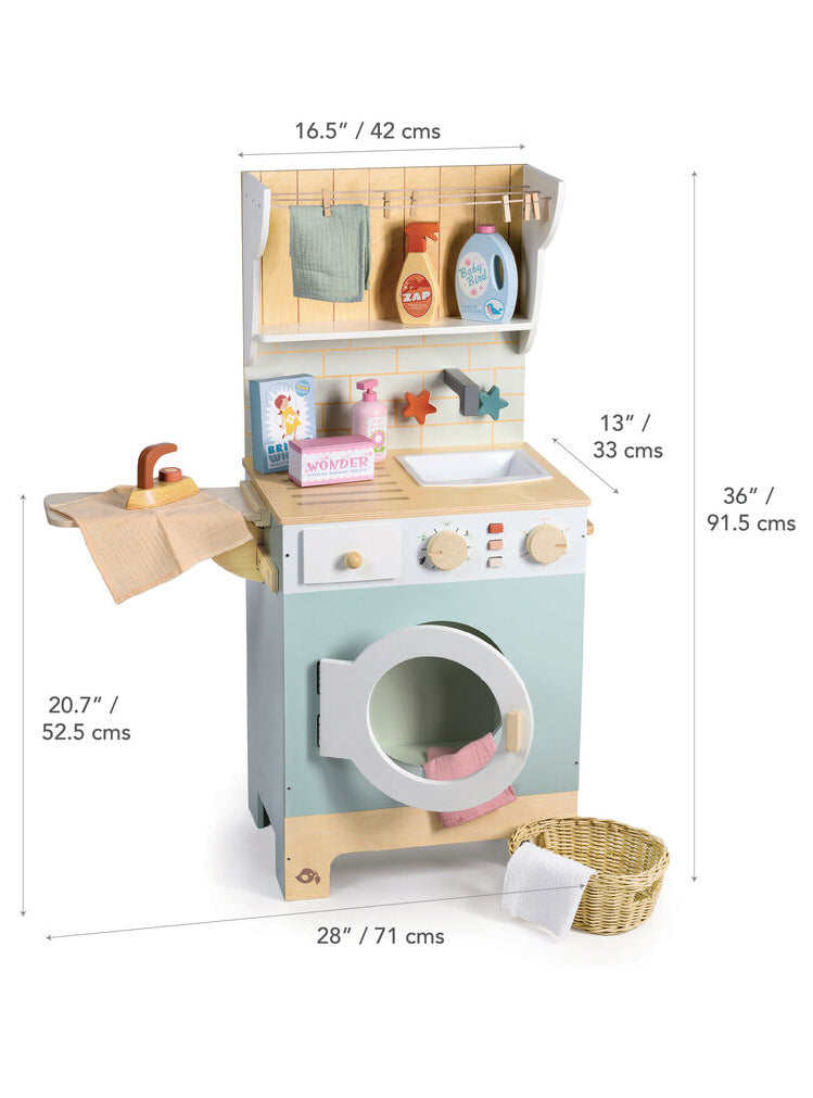 Large Wooden Laundrette Childrens Toy Set - Dimensionns Image 1