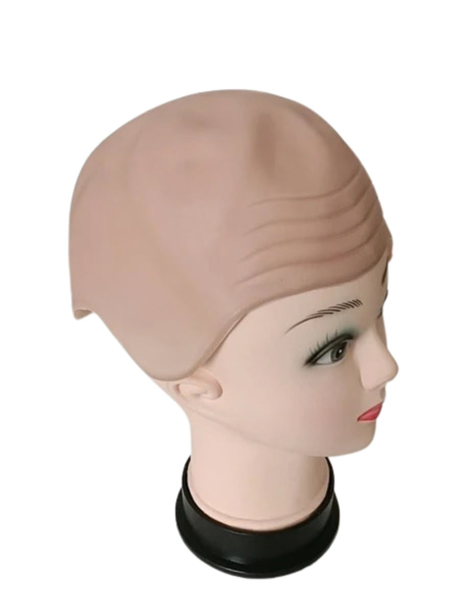 Beige Latex Bald Cap with Wrinkles