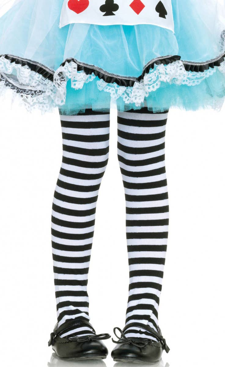 Black and White Striped Girls Stockings Main Image Alternative Image
