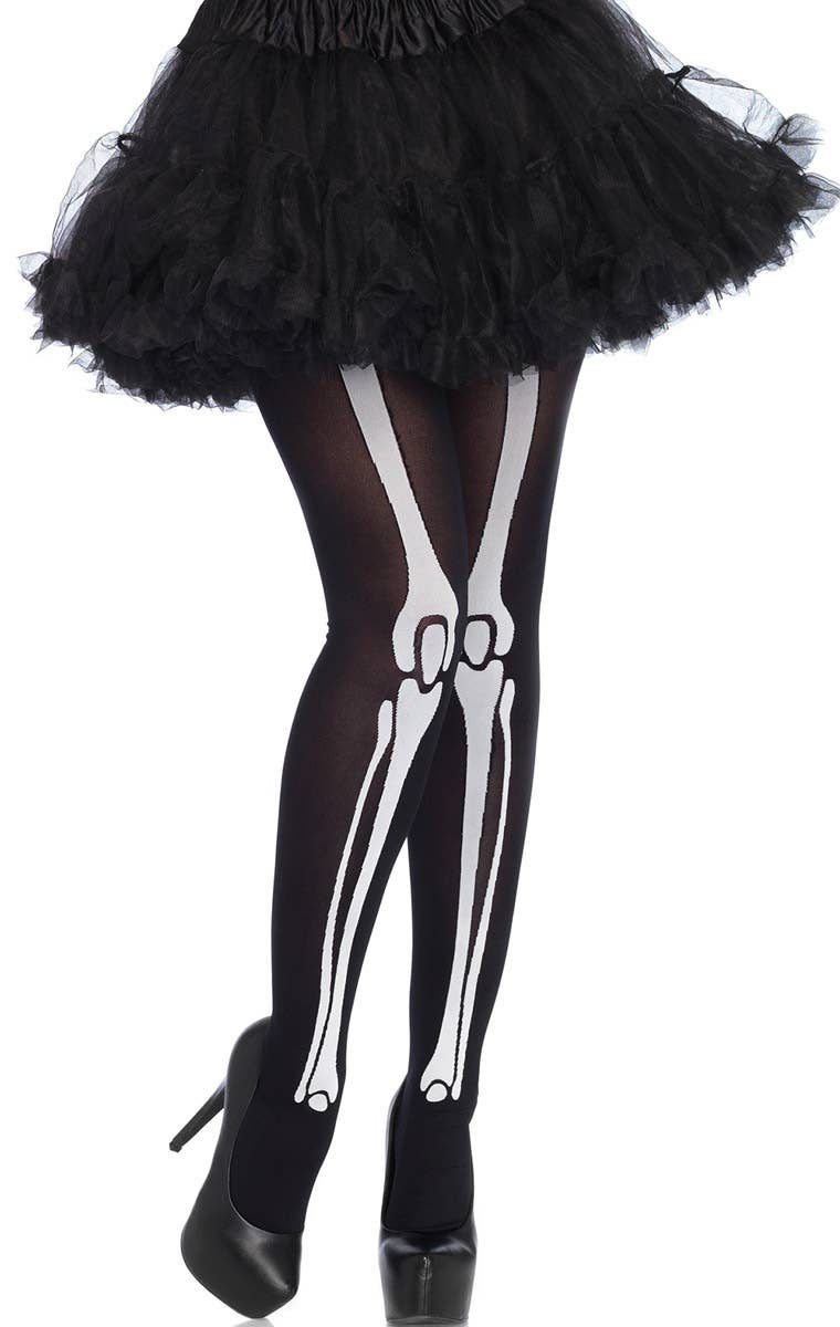 Leg Avenue Ladies Deluxe Black and White Halloween Skeleton Print Bone Costume Tights
