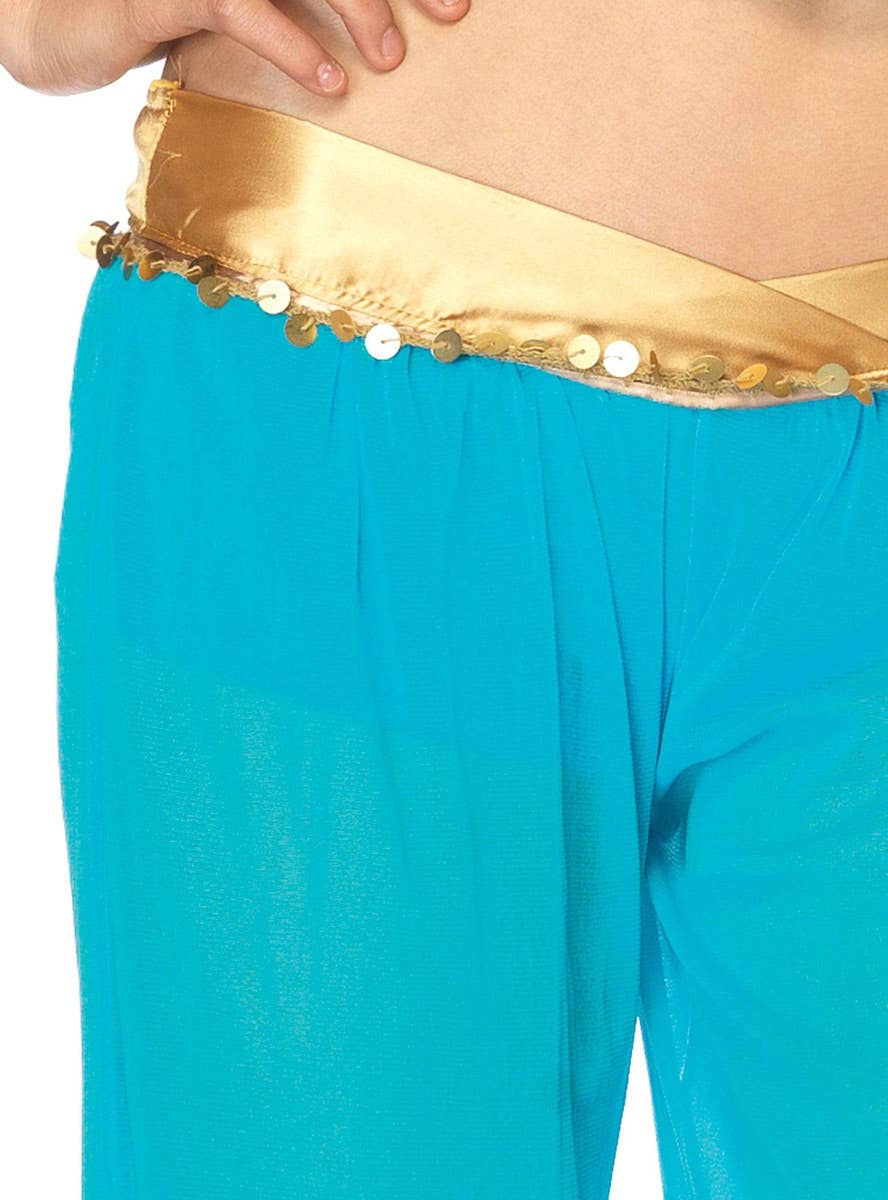 Women's Sexy Blue and Gold Princess Jasmine Costume - Zoom View 2