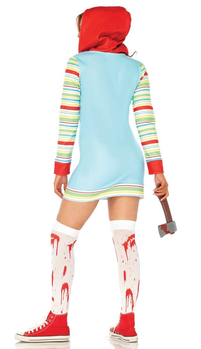 Women's Cozy Killer Doll Chucky Halloween Costume Back View