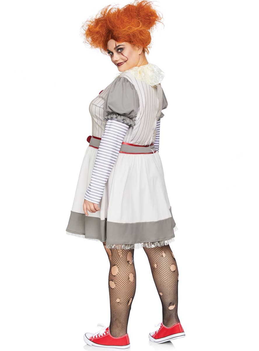 Plus Size Women's Pennywise the Clown Inspired Halloween Costume Back Image