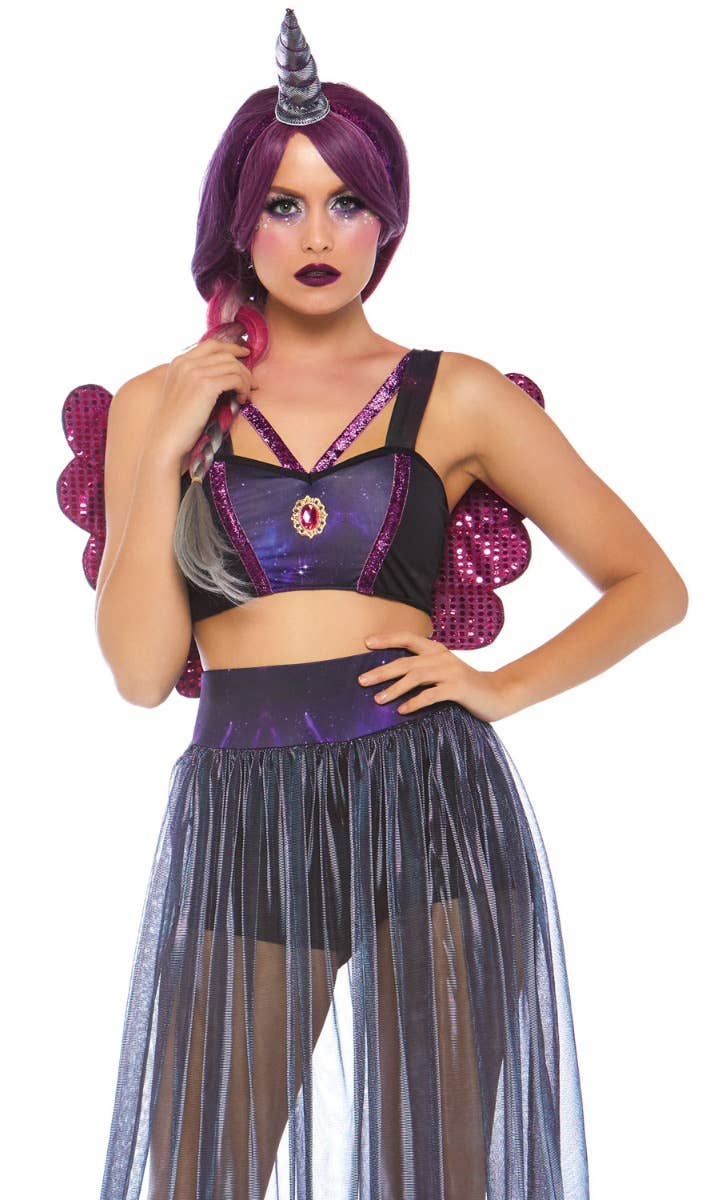 Women-s Galaxy Unicorn Sexy Fancy Dress Costume - Close View