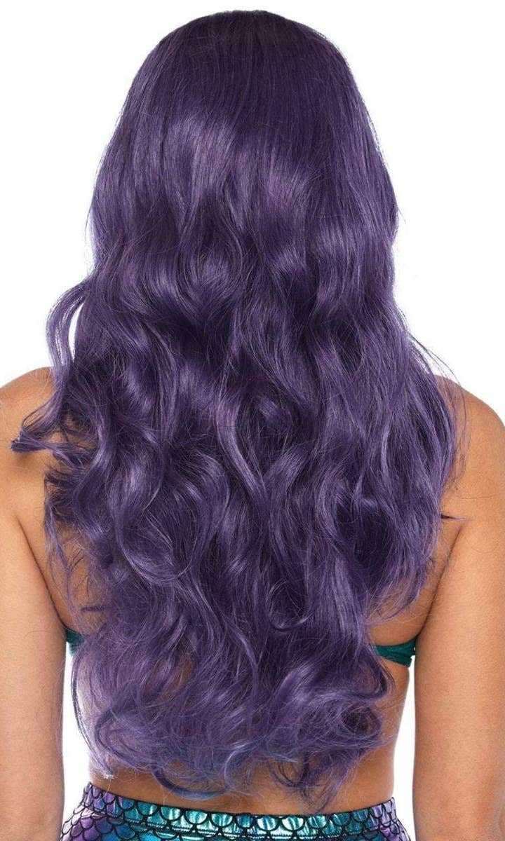 Mermaid Wave Long Purple Womens Costume Wig - Back Image