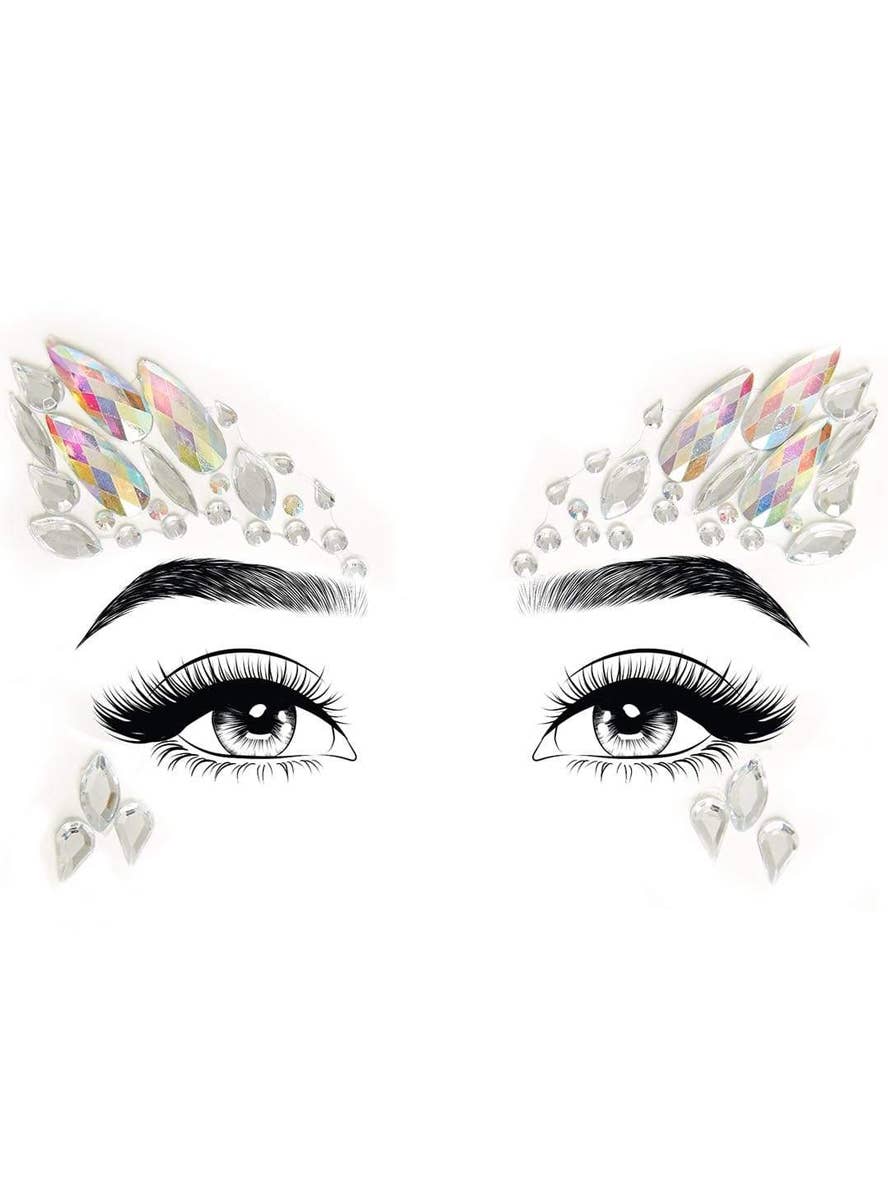 Iridescent White Sparkly Spiked Face Jewels
