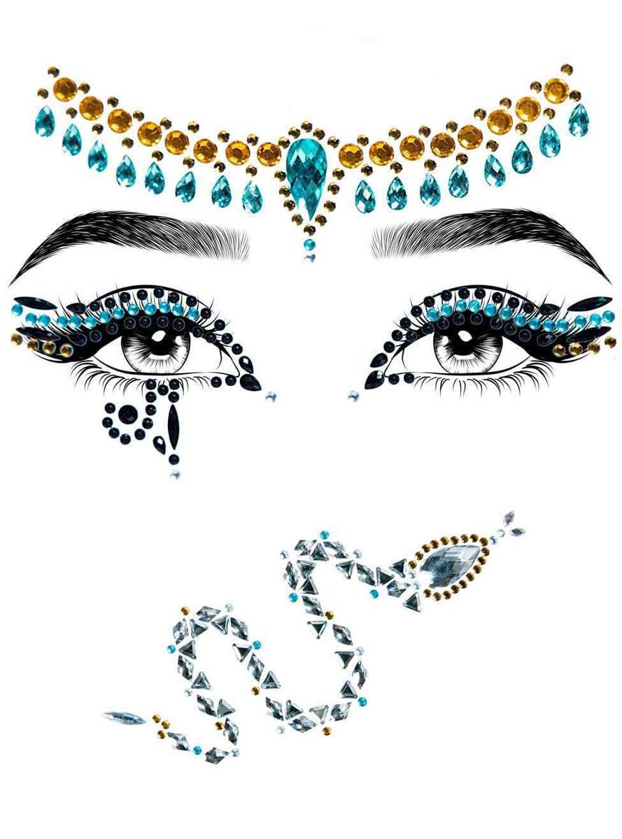 Egyptian Queen Cleopatra Self Adhesive Face and Hair Gems - Product Image