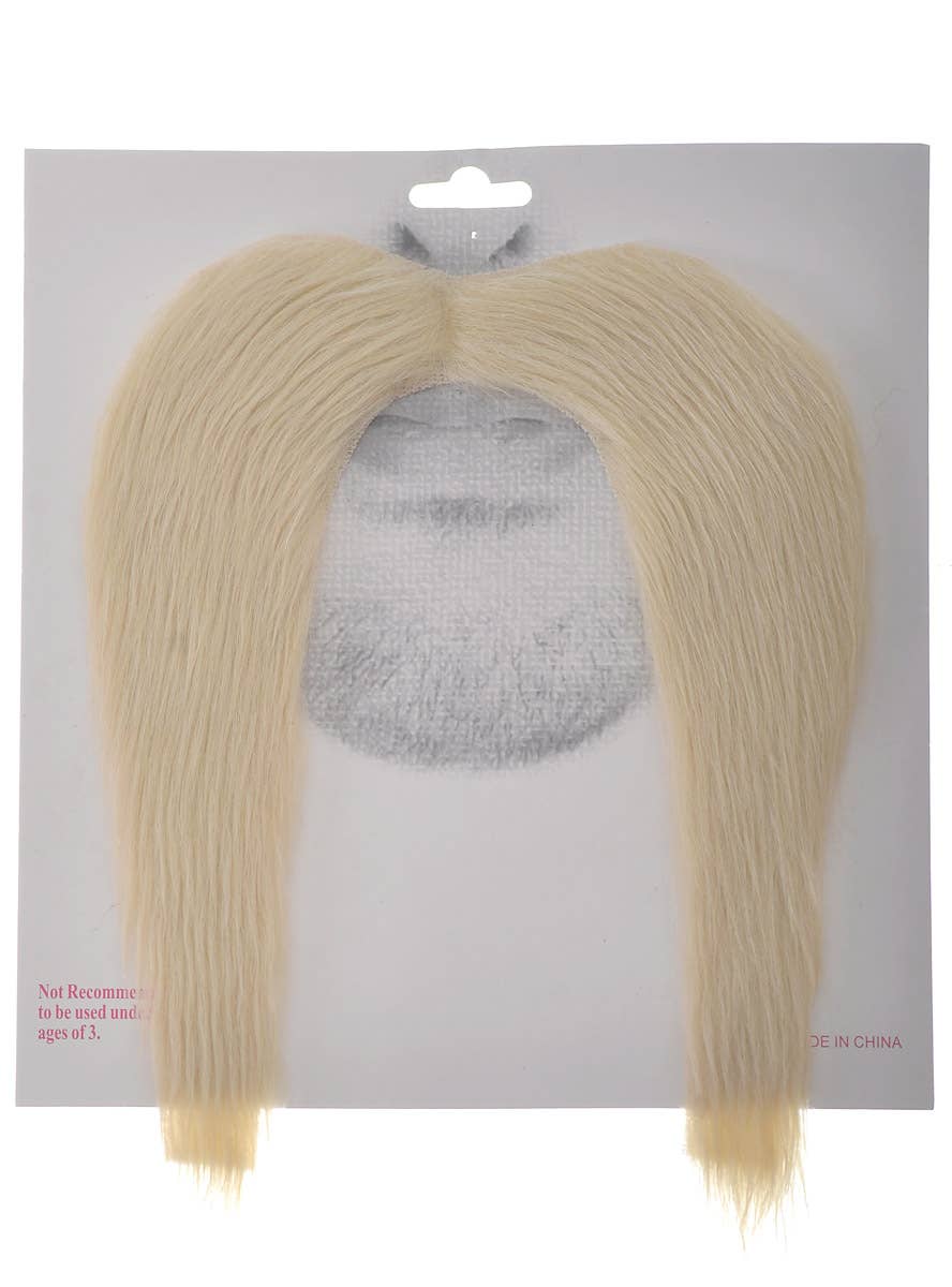 Image of Viking Blonde Long Stick-On Handlebar Costume Moustache - Main Image