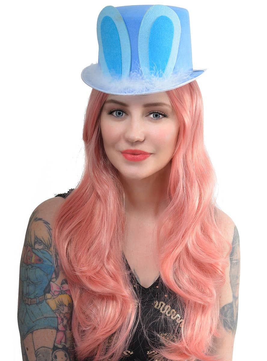 Light Blue Easter Bunny Top Hat With Ears