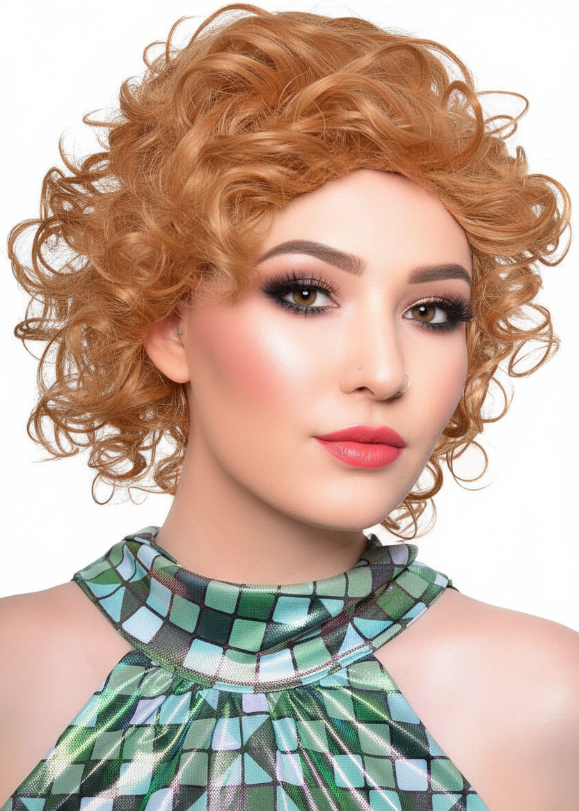 Short Curly Light Ginger 50's Costume Wig for Women - Main Image