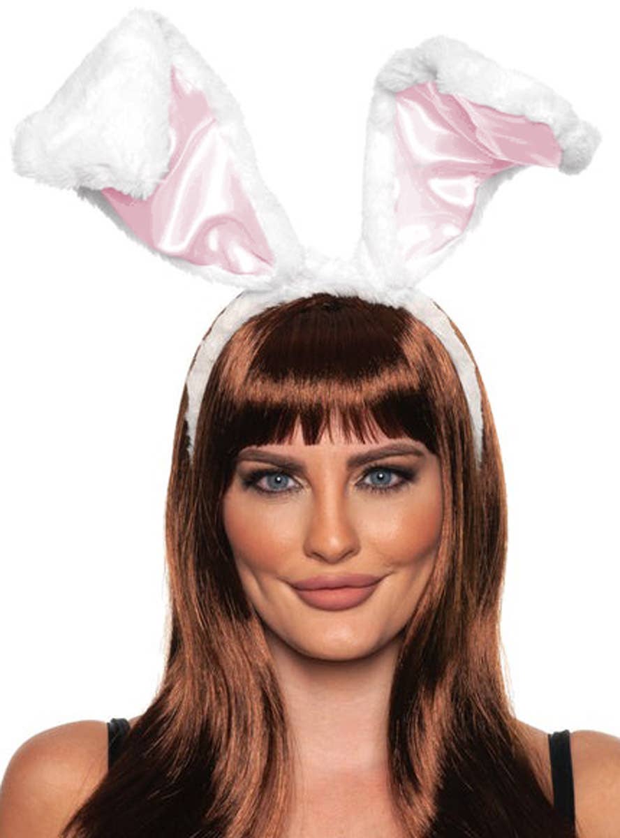 Light Pink and White Bunny Ears and Tail Set - Main Image