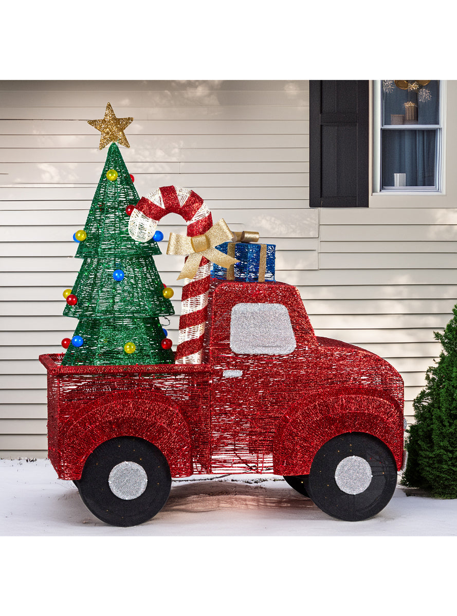 Light Up Christmas Tree Truck LED Decoration 140cm - Alternate Image 2