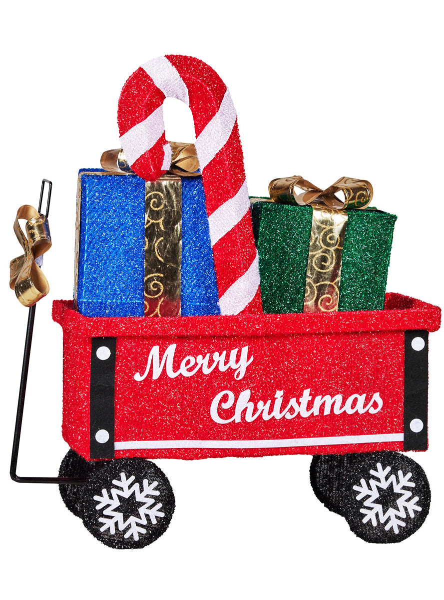 Light Up LED Christabelle Candy Cane and Present Cart Christmas Decoration - Alternate Image