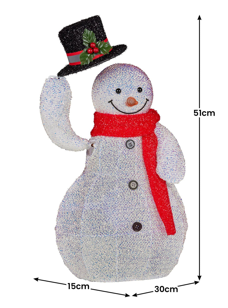 Light Up Christabelle 51cm Snowman Christmas Decoration - Measurements Image