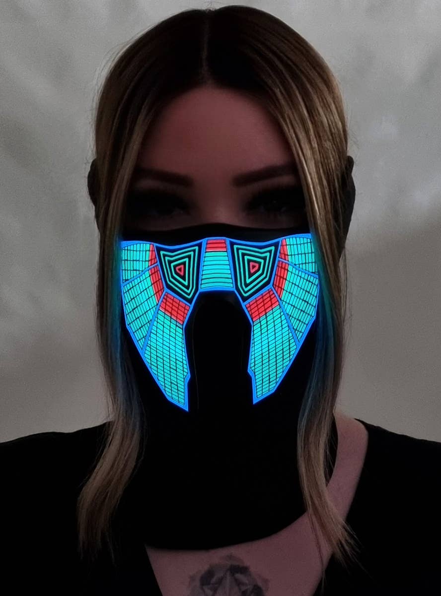 Image of Sound Activated Tribal Wave Light Up Mask - Light Up Image