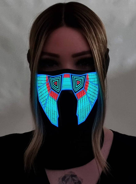 Image of Sound Activated Tribal Wave Light Up Mask - Light Up Image