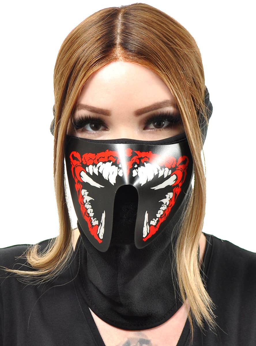 Image of Sound Activated Monster Red and White Teeth Light Up Mask - Main Image