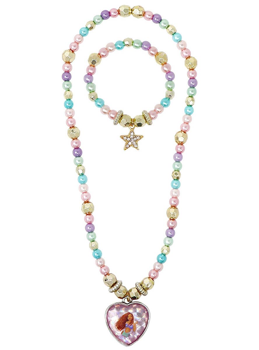 Image of Little Mermaid Movie Girls Beaded Necklace and Bracelet Set - Main Image