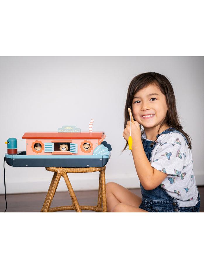 Little Otter Canal Boat Childrens Wooden Toy Set - Lifestyle Image 1