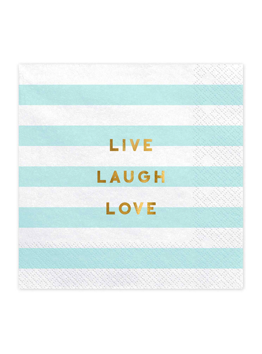 Live Laugh Love 20 Pack Blue and White Striped Lunch Napkins - Main Image