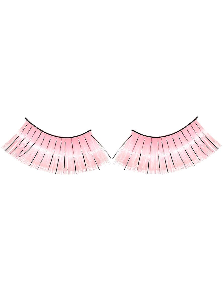 Image of Long Light Pink False Eyelashes with Silver Tinsel - Main Image