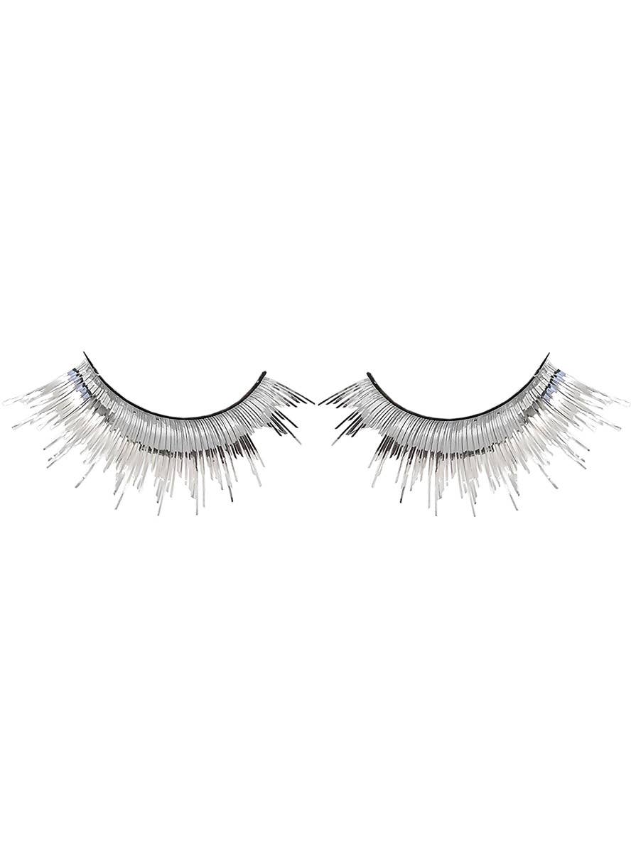 Image of Long Metallic Silver Tinsel False Eyelashes - Main Image