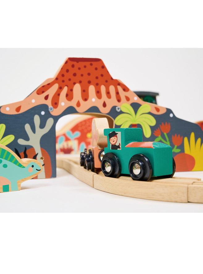 Lost World Dinosaur Wooden Train Toy Set For Children - Close Image 2