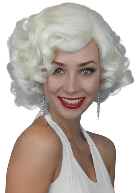 Womens Platinum Blonde Short Marilyn Movie Star Costume Wig Main Image - Main Image