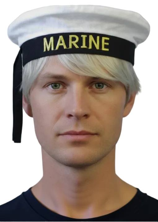 Adults White Marine Sailor Costume Hat - Main Image